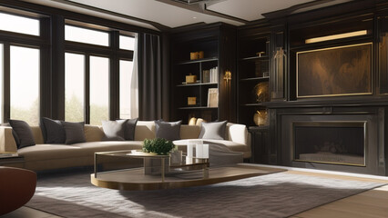 Fototapeta na wymiar Classy Living Room in a Mansion, Generative AI