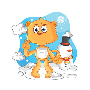 lioness in cold winter character. cartoon mascot vector