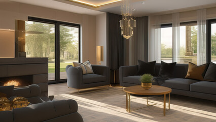 Fototapeta premium Inviting Living Room in a Mansion, Generative AI
