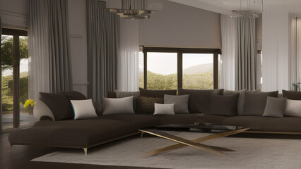 Fototapeta premium Opulent Living Room in a Mansion, Generative AI