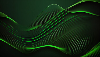 Green wavy lines futuristic, wallpaper, Generative AI