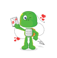 turtle hold love letter illustration. character vector