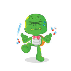 turtle drug overdose. cartoon illustration