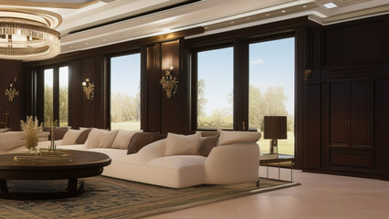 Luxury Mansion Living Room, Generative AI