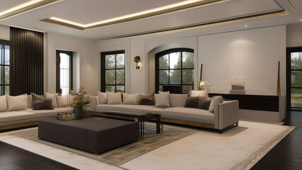 Outstanding Living Room in a Mansion, Generative AI