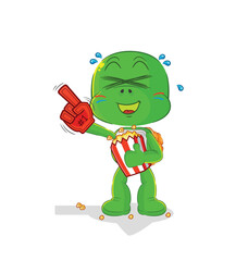 turtle fan with popcorn illustration. character vector