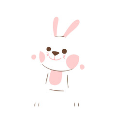 Cute White Rabbit Character, Illustration, Transparent