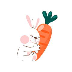 Cute White Rabbit Character, Illustration, Transparent