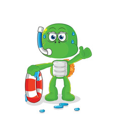 turtle swimmer with buoy mascot. cartoon vector