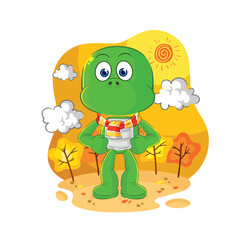 turtle in the autumn. cartoon mascot vector