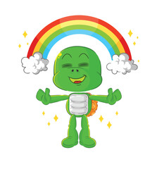turtle with a rainbow. cartoon vector