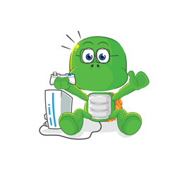 turtle playing video games. cartoon character