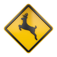 3D illustration of road traffic sign Deer Crossing
