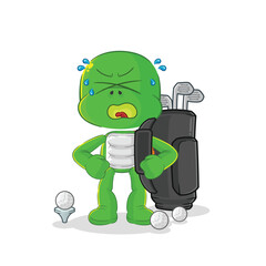 turtle with golf equipment. cartoon mascot vector