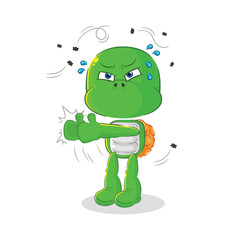 turtle swat fly character. cartoon mascot vector