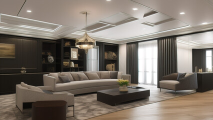 Mansion Living Room of Luxury, Generative AI