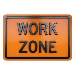 3D illustration of road traffic sign Work Zone