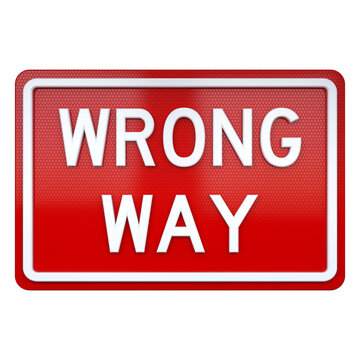 3D illustration of road traffic sign Wrong Way