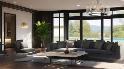 Fototapeta premium Haute Mansion Living Room, Generative AI