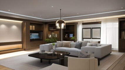 Exquisite Mansion Living Room, Generative AI