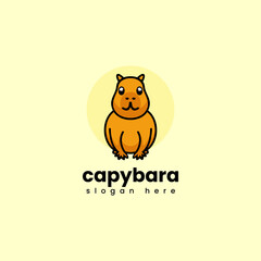 Vector Logo Illustration Capybara Mascot Cartoon Style.