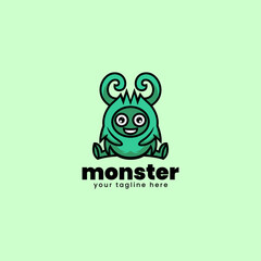 Vector Logo Illustration Monster Mascot Cartoon Style.