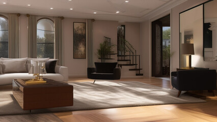 Fototapeta na wymiar Imposing Mansion Living Room, Generative AI