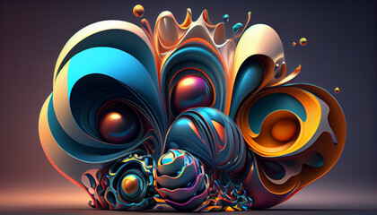 Abstract Colorful Shiny Art Piece. Generative Ai.