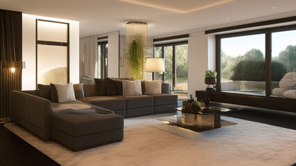 Premium Living Room in a Mansion, Generative AI
