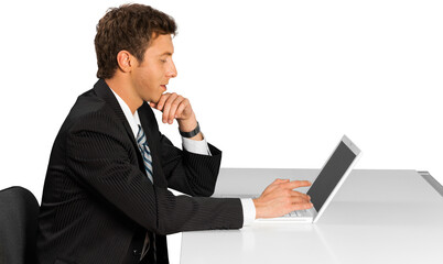 young professional using his laptop