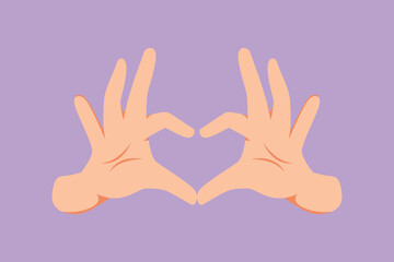 Obraz premium Cartoon flat style drawing of hands making sign or symbol heart by fingers. Beautiful hands with copy space. Love, relationship, romance concept with hand gestures. Graphic design vector illustration