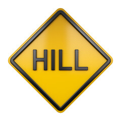 3D illustration of road traffic sign Hill