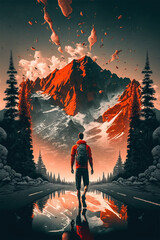 Start of a Journey, Travelling Realms, digital painting made with Generative AI