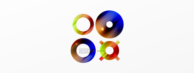 Minimal geometric abstract background. Shiny and glossy circle, line and round shapes design. Trendy techno business template for wallpaper, banner, background or landing