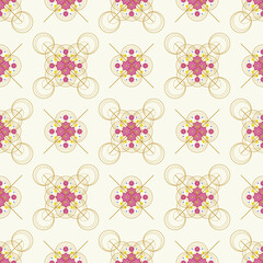 In this seamless pattern, a beautiful pink bouquet of flowers arranged in several circles stacked nicely on a light colored background looks beautiful.