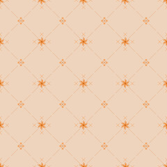 The lovely orange tone flowers and there are also small flowers decorated neatly. On the orange background. This is a seamless pattern looks cute, neat and clean.