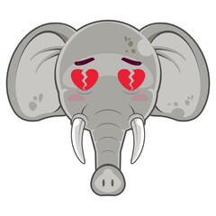 elephant broken heart face cartoon cute