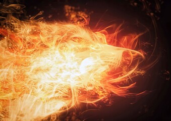 犬の顔の形に燃える火炎の3dイラスト