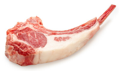 Fresh lamb chops isolated on white background, Fresh Raw lamb loin on White Background With clipping path. © MERCURY studio
