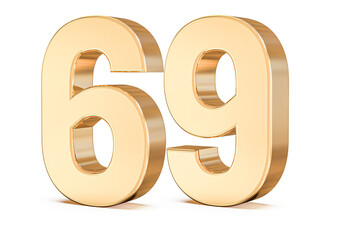 3d gold Number 69