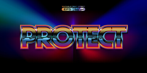 Retro text effect protect futuristic editable 80s classic style with experimental background, ideal for poster, flyer, social media post with give them the rad 1980s touch