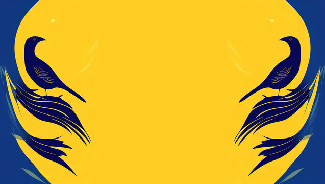 Blue bird on yellow background,Generative AI