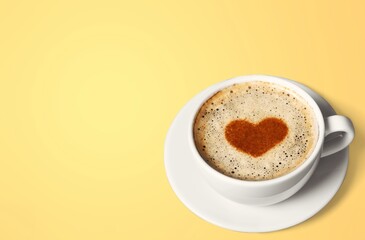 Tasty aroma hot cup of coffee