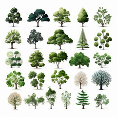 Collection set of tree, Made by AI,Artificial intelligence