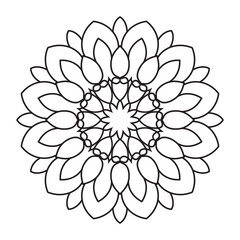 Fototapeta premium Easy Mandalas Design. Elegant Simple mandala flowers page intricate lines patterns wall art, invitations, tattoo, designs, basic mandalas Coloring page