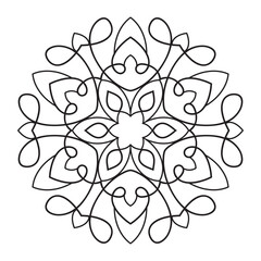 Easy Mandalas Design. Elegant Simple mandala flowers page intricate lines patterns wall art, invitations, tattoo, designs, basic mandalas Coloring page