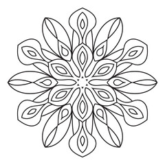 Easy Mandalas Design. Elegant Simple mandala flowers page intricate lines patterns wall art, invitations, tattoo, designs, basic mandalas Coloring page