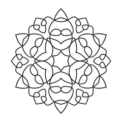 Easy Mandalas Design. Elegant Simple mandala flowers page intricate lines patterns wall art, invitations, tattoo, designs, basic mandalas Coloring page