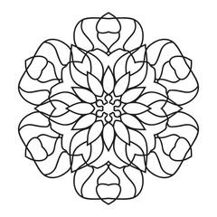 Easy Mandalas Design. Elegant Simple mandala flowers page intricate lines patterns wall art, invitations, tattoo, designs, basic mandalas Coloring page