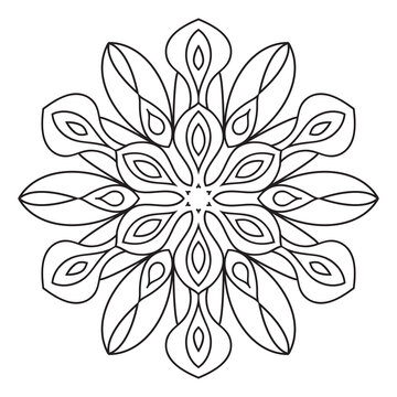 Easy Mandalas Design. Elegant Simple mandala flowers page intricate lines patterns wall art, invitations, tattoo, designs, basic mandalas Coloring page